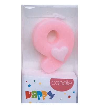 #9 Pink with White Heart Candle